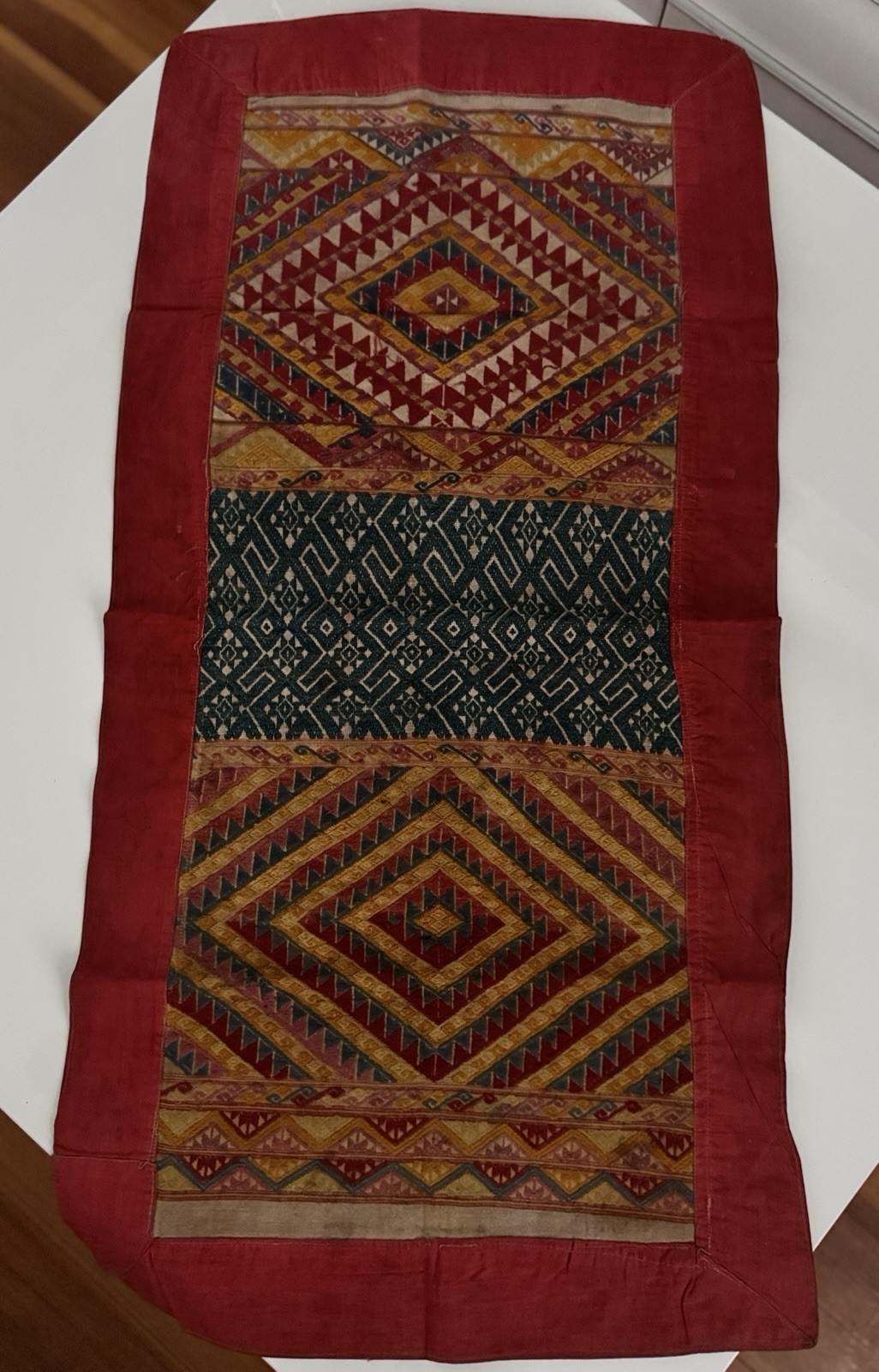 Vintage Laotian Laos hand woven Shawl Scarf 40” X 19.25”