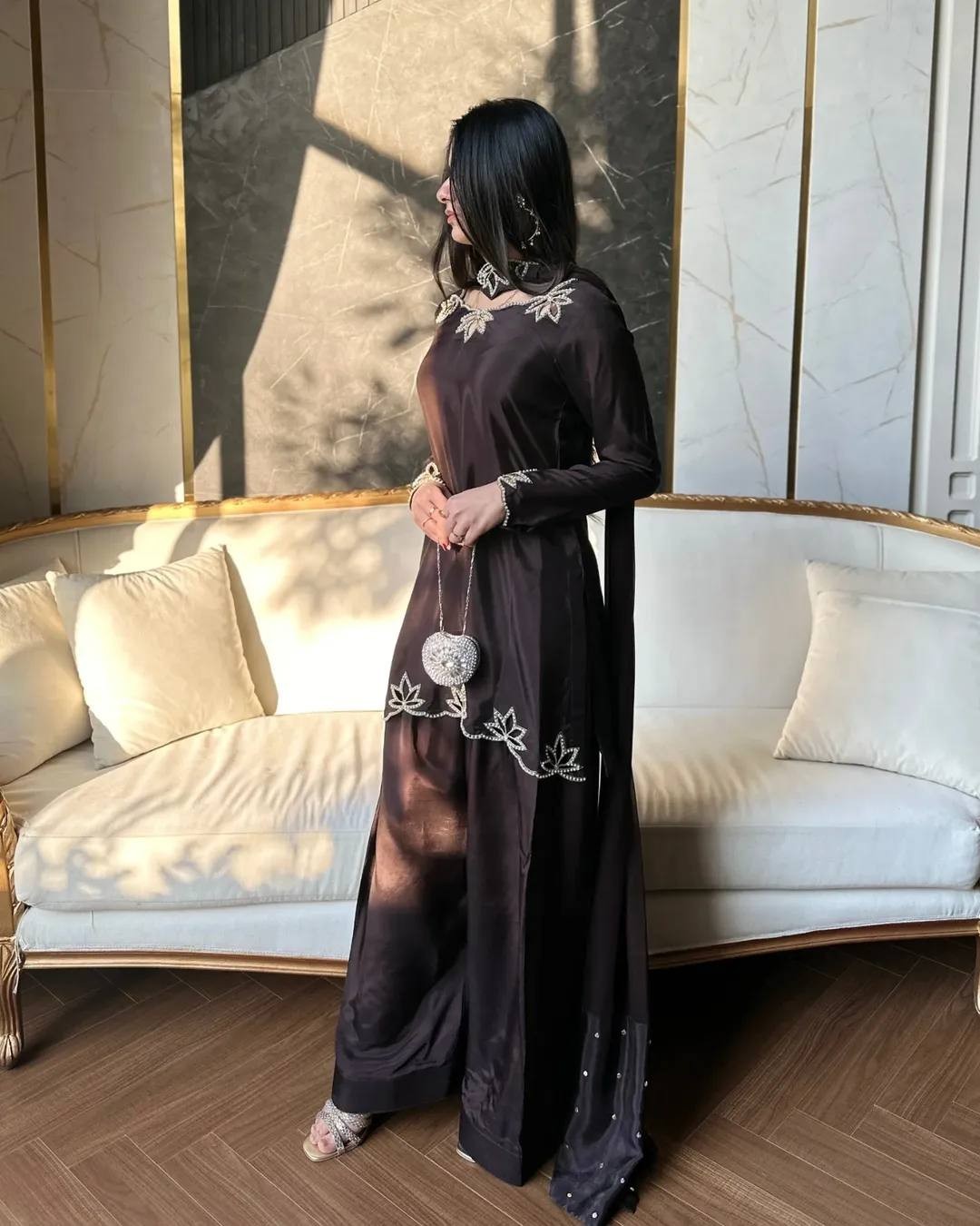 Latest Natural Crep Black Salwar Kameez With Dupatta For Women Festival Wear