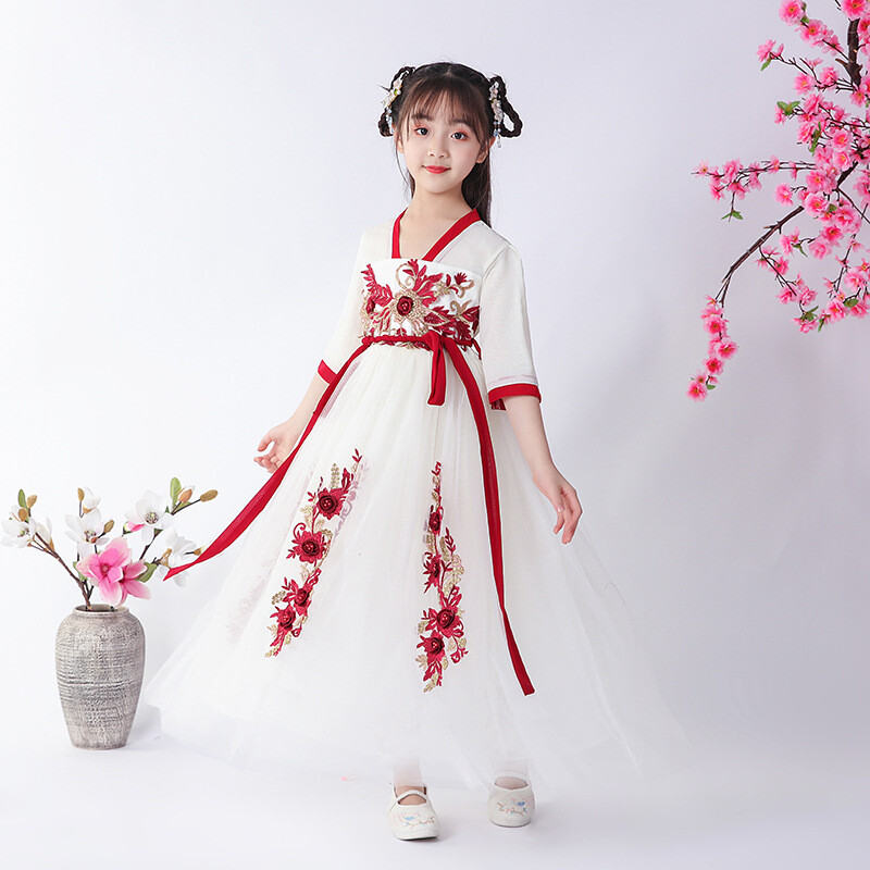 Tang Suit Dress Gauze Costume Girls Children’s Chinese Ancient Style Hanfu Dress