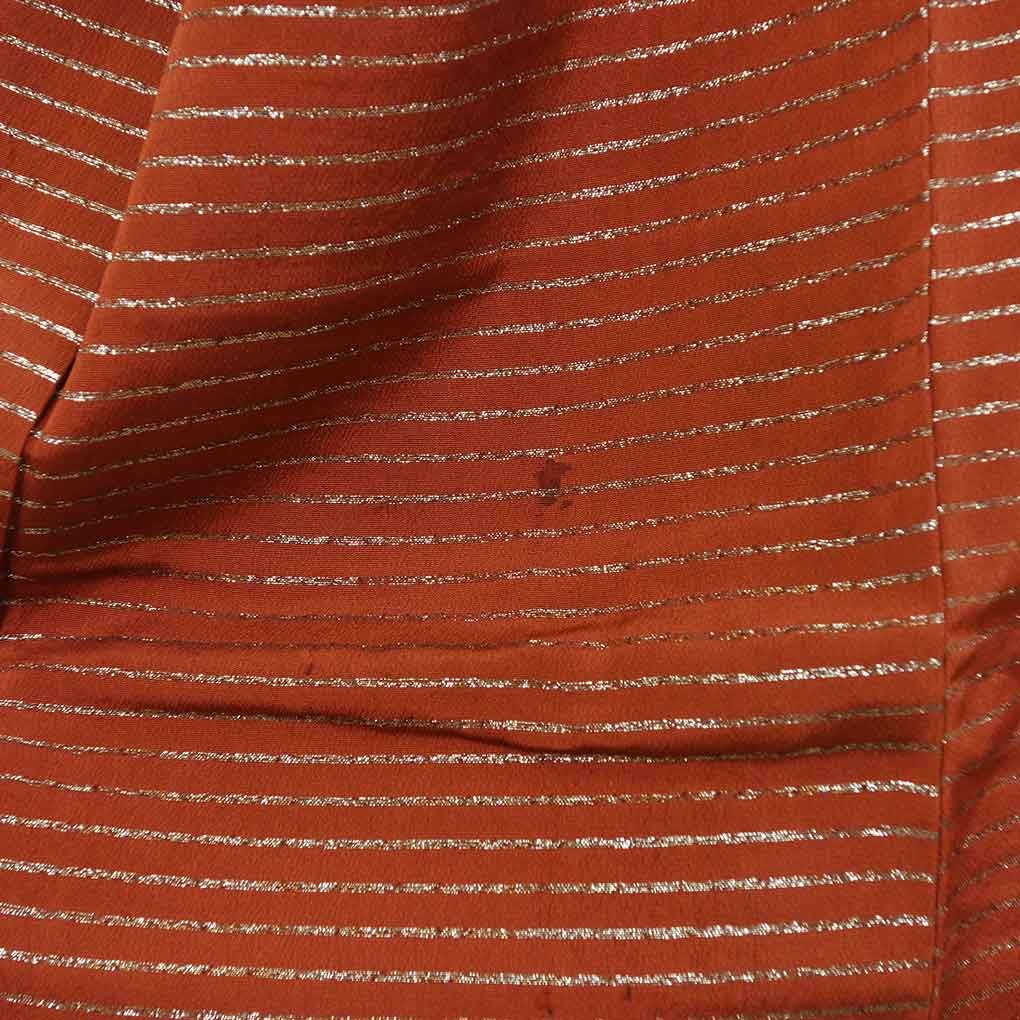 Used Women’s Silk Kimono Brown Striped, Lined (Awase) w/ Flaws