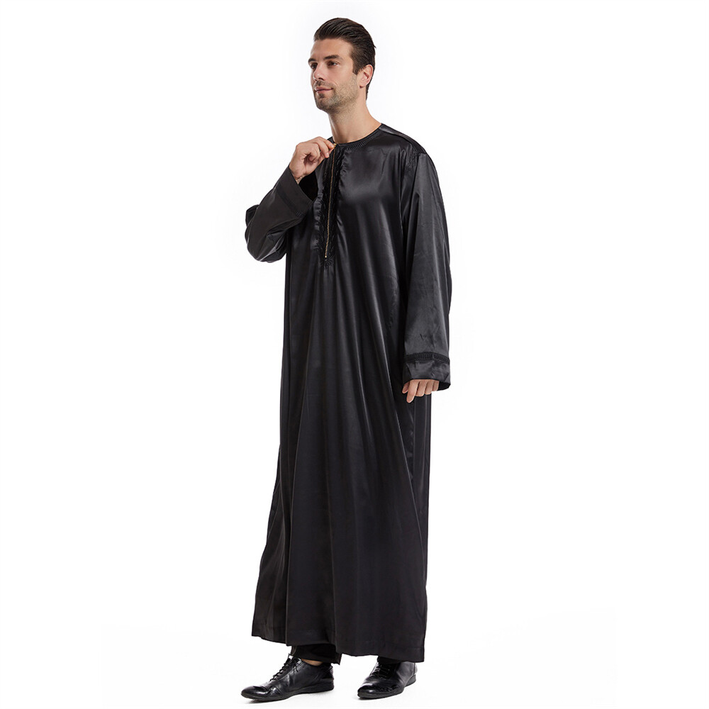 Muslim Men Saudi Abaya Kaftan Thobe Jubba Thoub Robe Dress Dishdasha Arab Gown