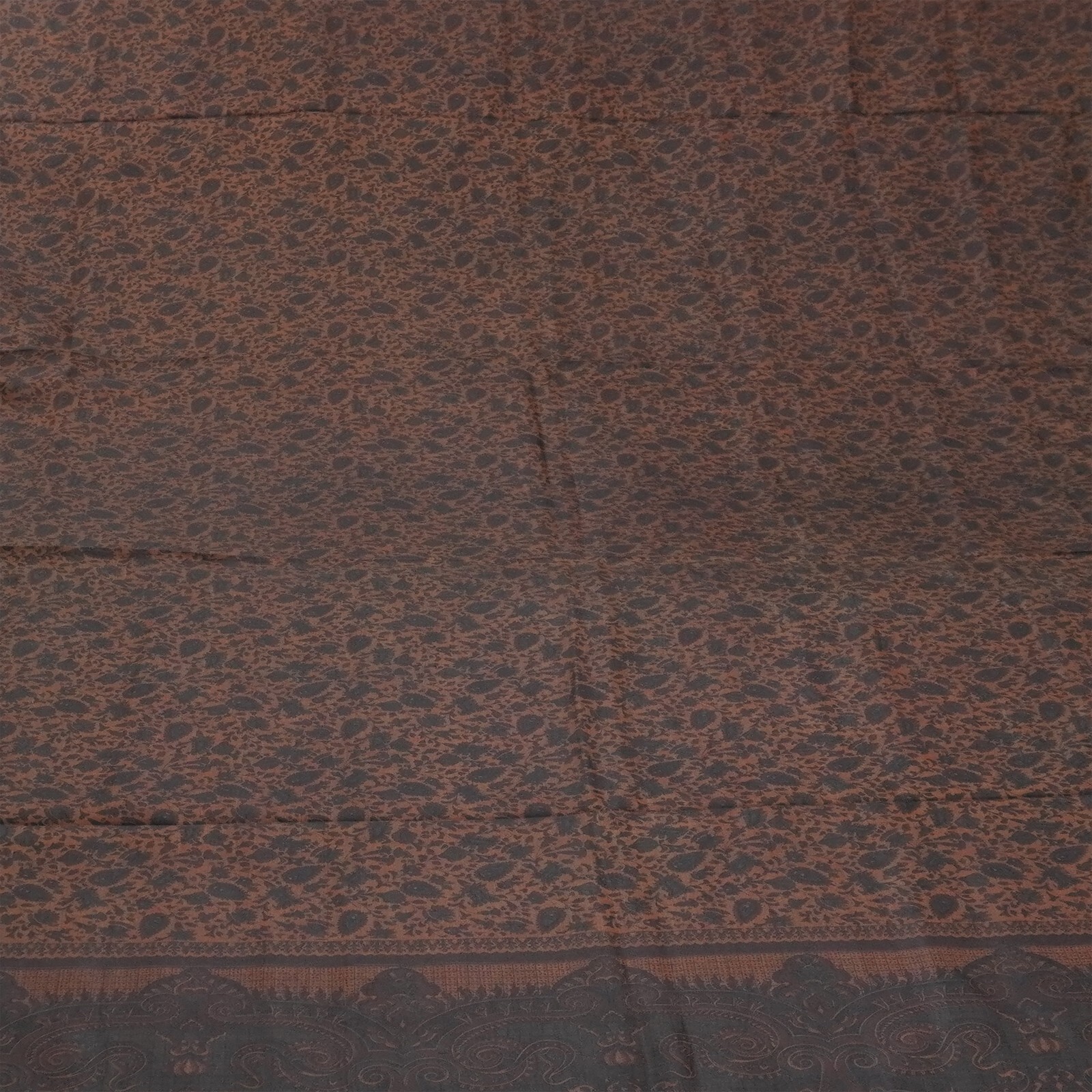 Namaste Vintage Brown Sarees 100% Pure Silk Printed Indian Sari 6YD Craft Fabric