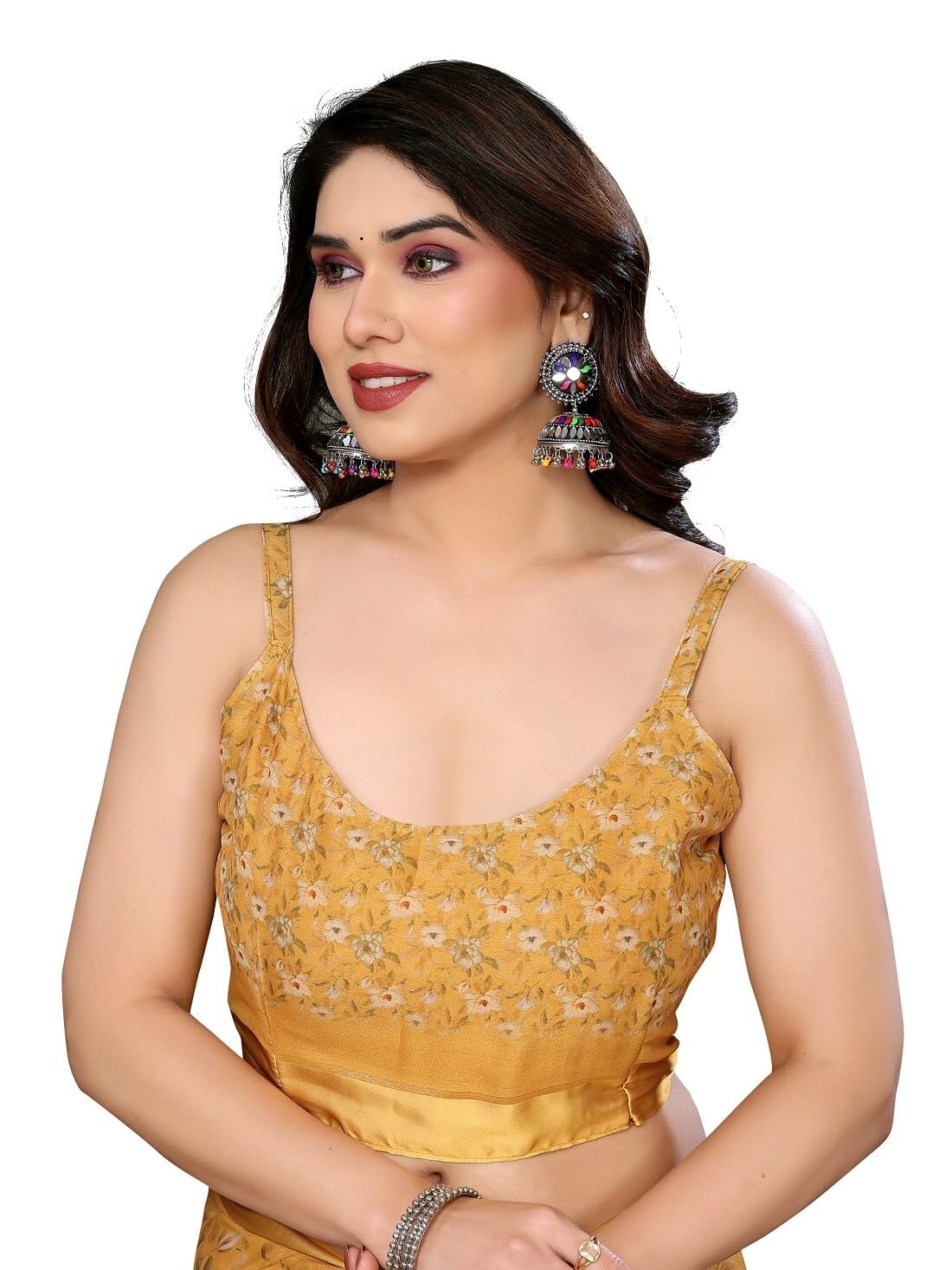 Women’s Floral Digital Printed Bright Moss Silk Sarees