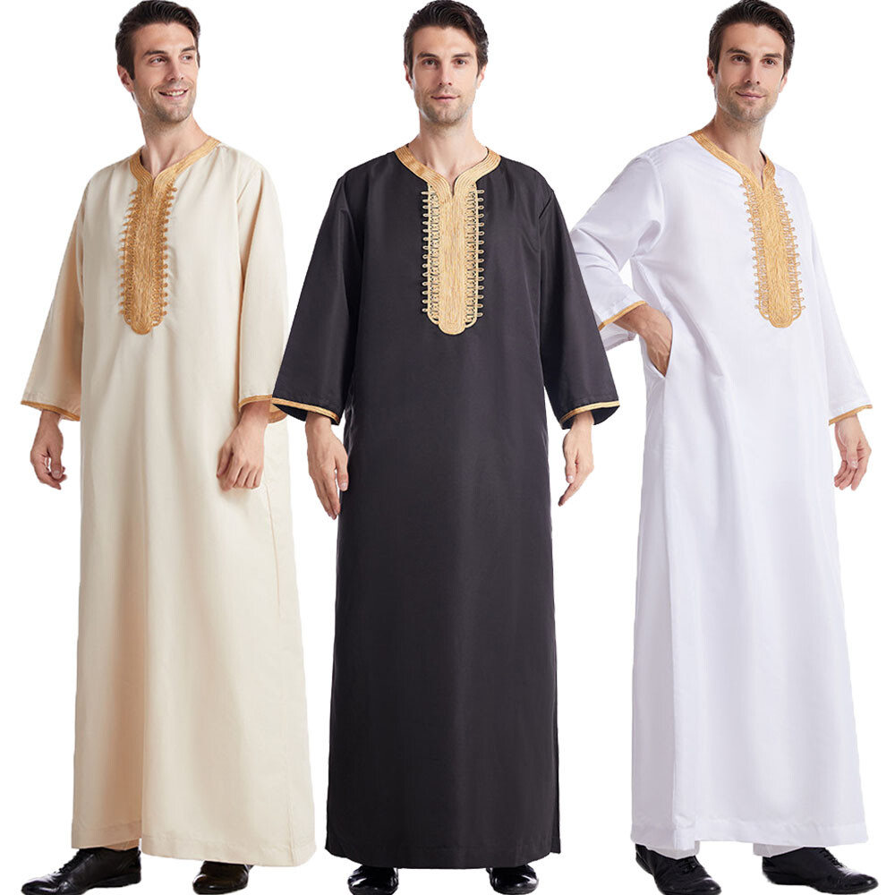 Dishdasha Thobe Jubba Thoub Men Saudi Arab Robe Muslim Abaya Dress Kaftan Islam