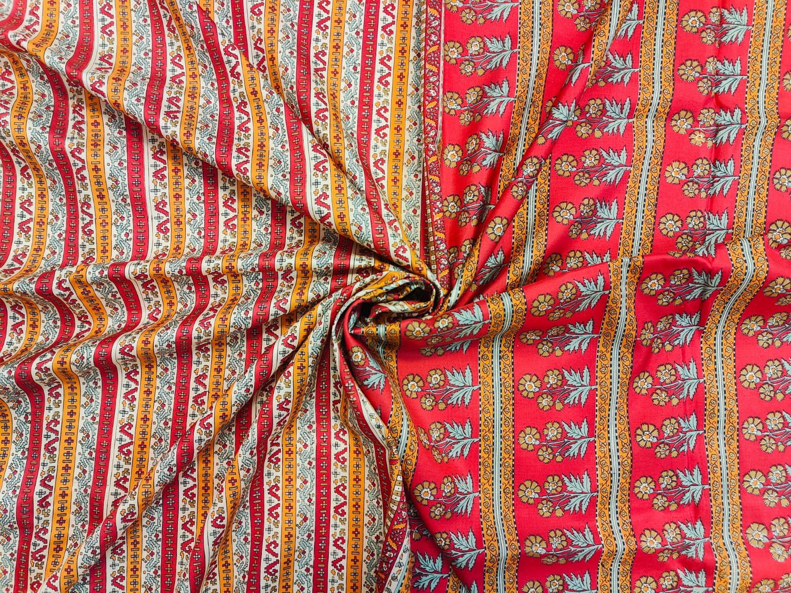 Vintage Sari 6Mtr Pure Silk Printed Saree Indian Fabric For Crafting Quilting