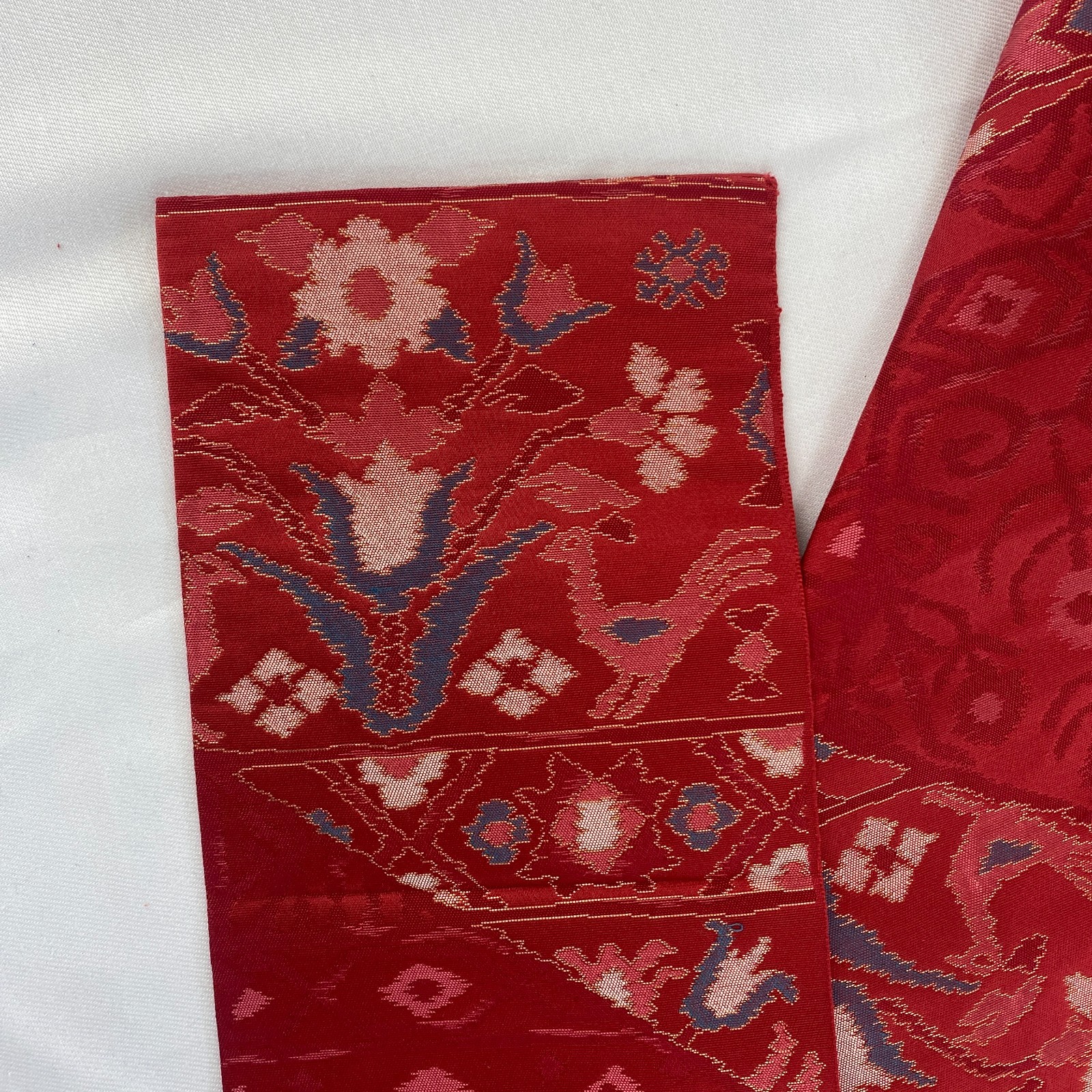 Japanese Vintage Kimono Nagoya Obi Silk Red Traditional Authentic 135x 11 in