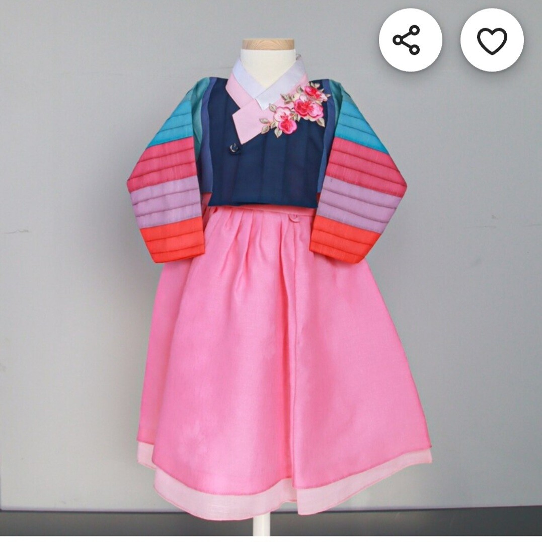 Girls 1 Year Korean Hanbok Traditional Dress Palace Style 2- piece Set