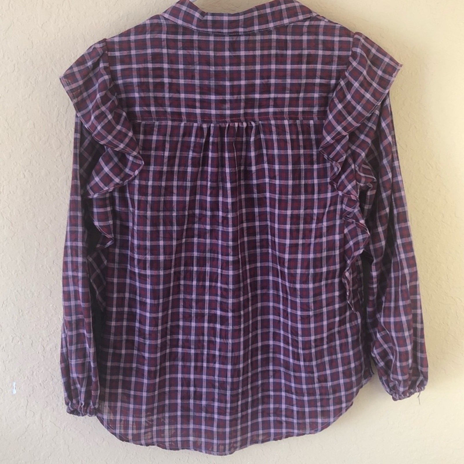 Jessica Simpson Sadie Double Ruffle Burnout Button Up Blouse Top Small NWT