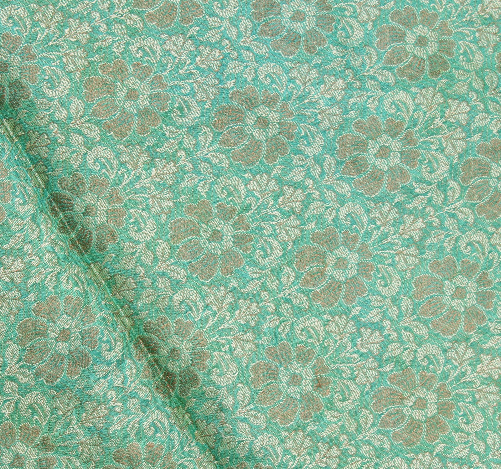 Sushila Vintage Green Saree Pure Silk Woven & Embroidered Floral Sari Fabric