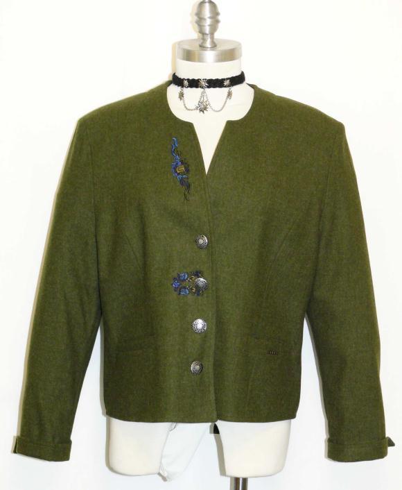 GEIGER LODEN JACKET Coat Green WOOL Austria DESIGNER Dress Suit 40 12 M B42″