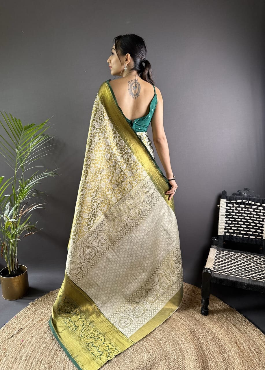 Tissue Silk Fabric Saree Blouse Dress Wedding Night Party Wear Casual Trending