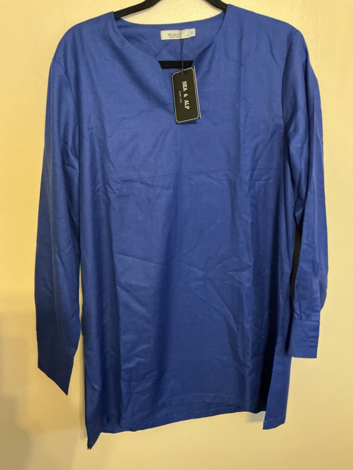 NWT SEA & ALP African Men’s Formal tunic Dashiki Shirt royal blue Medium New
