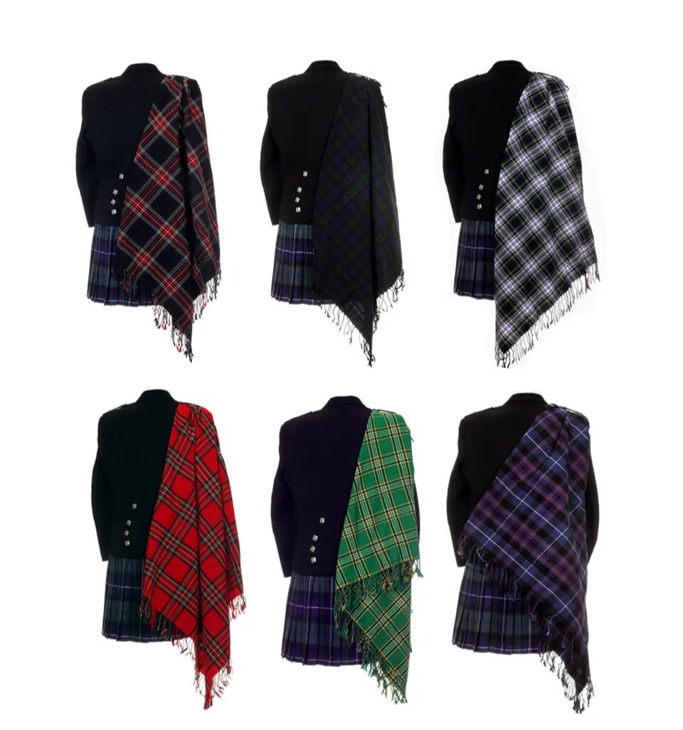 Scottish Traditional Tartan Men Kilt With Matching Tartan Fly Plaid 8 Yards 13oz