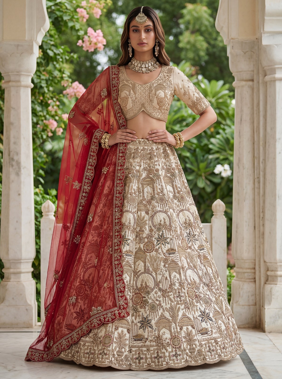 Royal Gadhwal Silk Lehenga Choli Nikah Walima Bridal Reception Dress