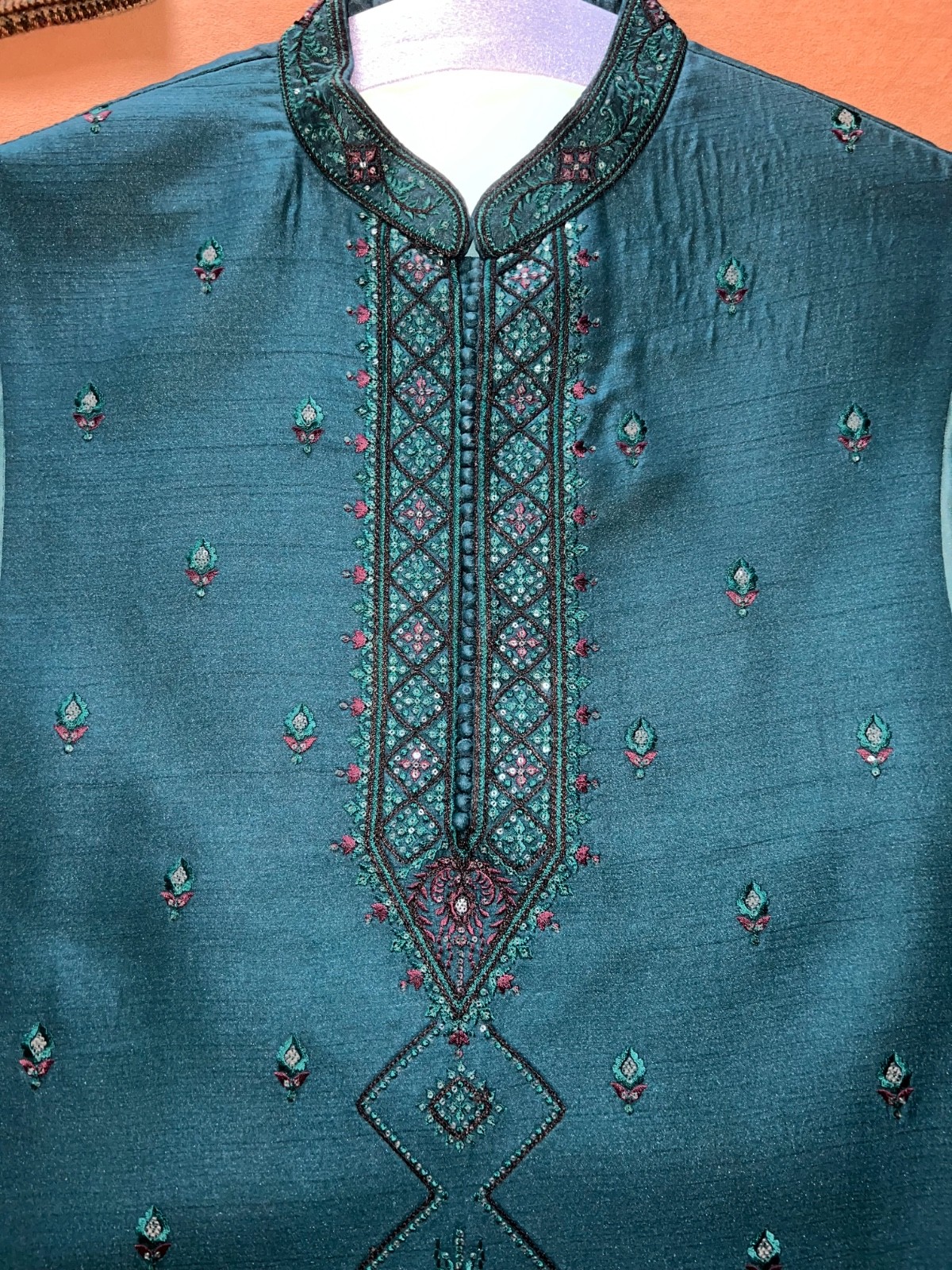 Custom Made Mens Indian Wedding Attire Full Set: Jacket, Kurta, Pant