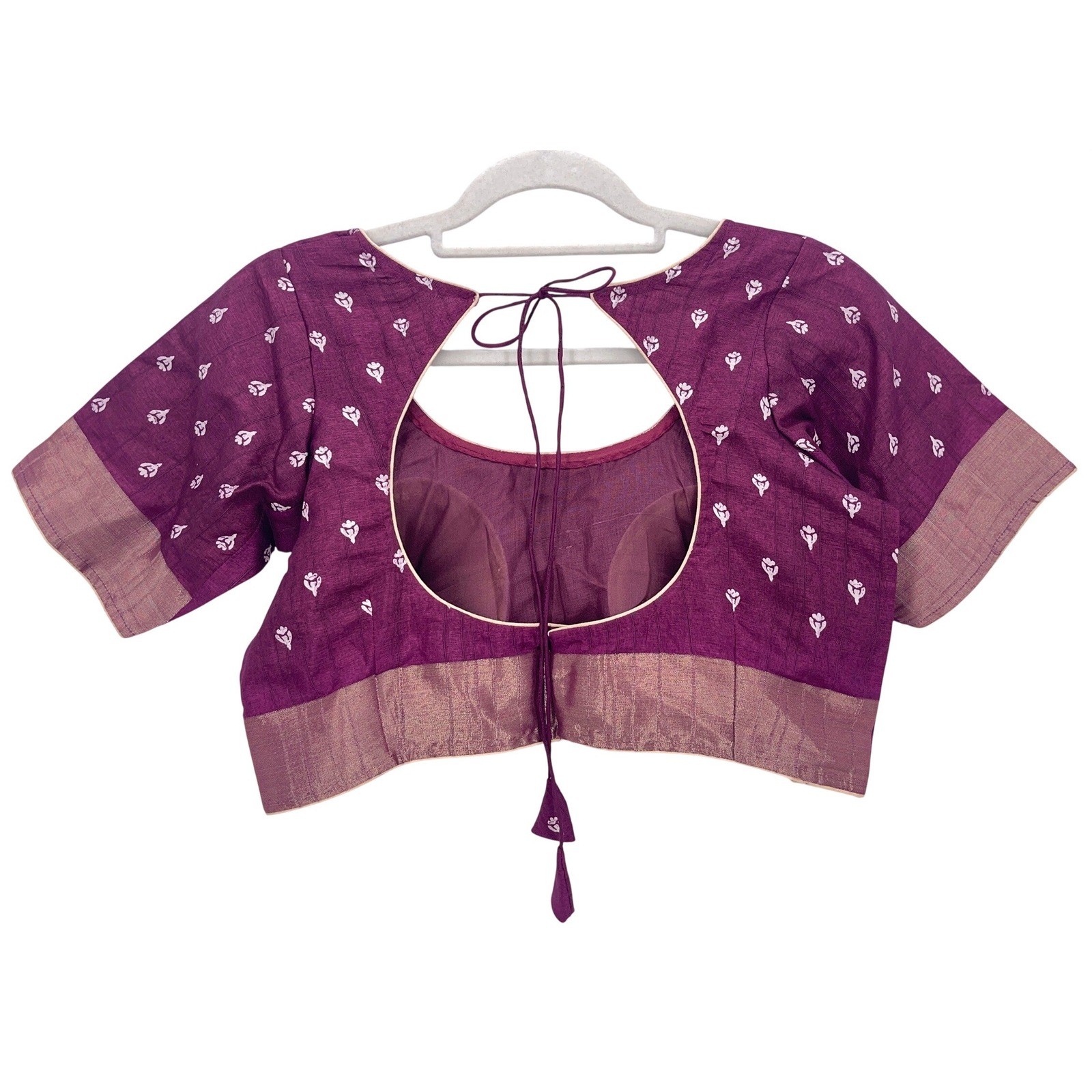 Purple Maroon Saree Blouse Small Padded Back Tie Tassel Choli