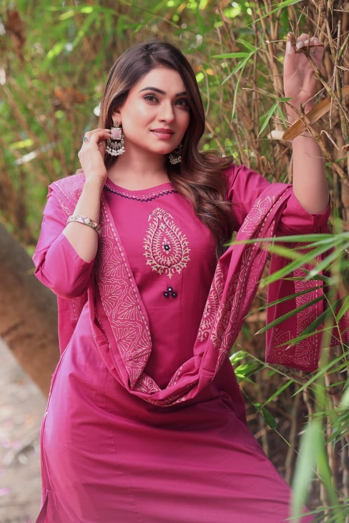 Indian Women Plus Size Rouge Pure Cotton Printed Kurta Kurti Top Dress S to XXL