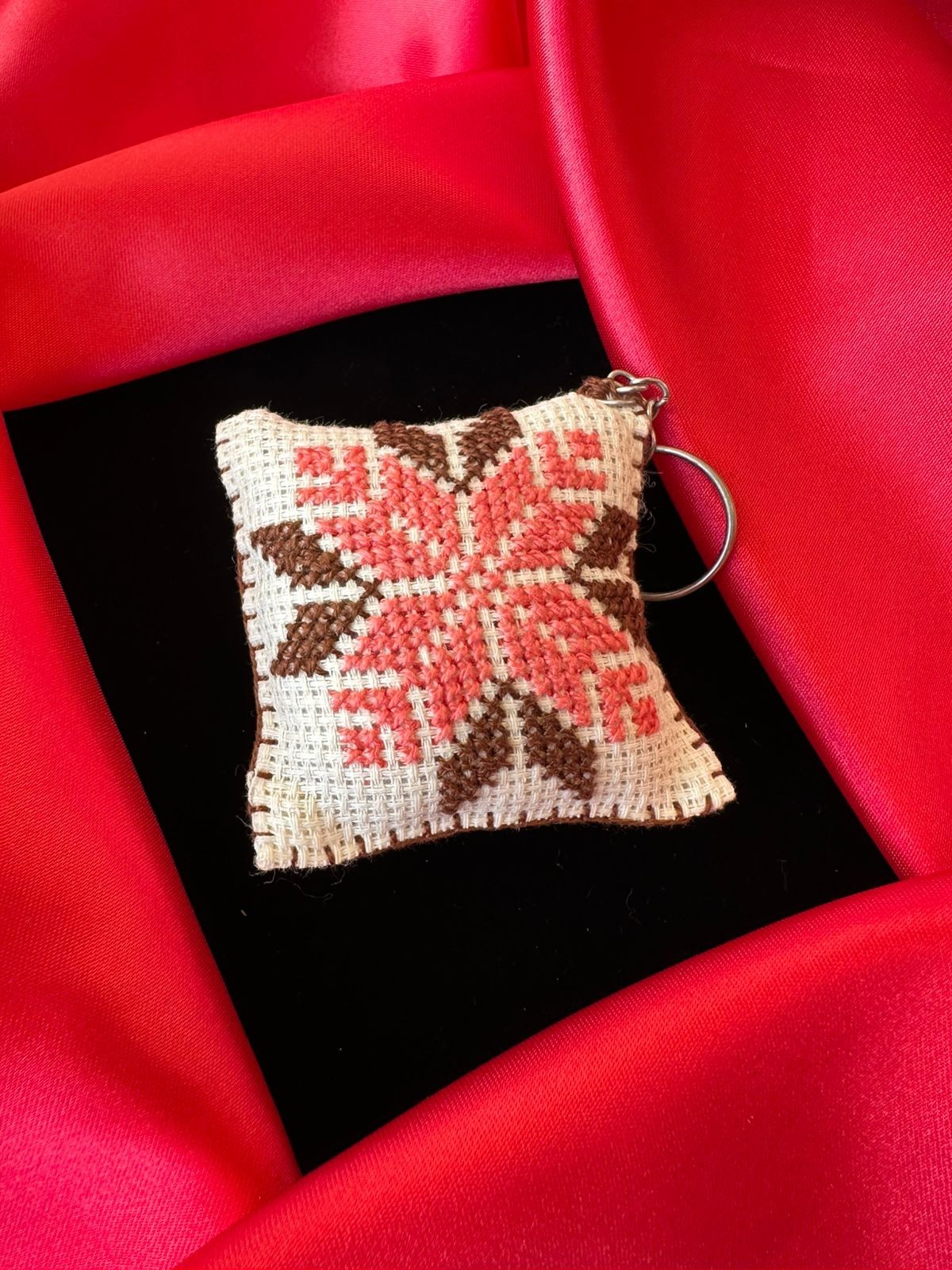 Accessories Keychain Handmade Palestinian Tatreez Mini Cushion Traditional Gift