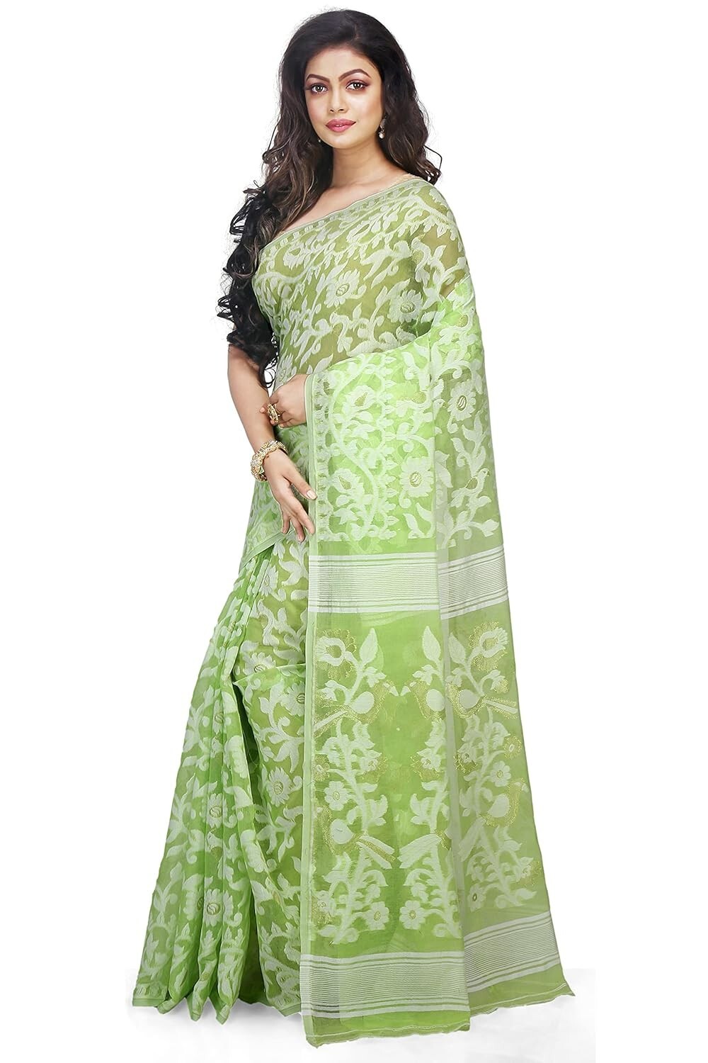 Women’s Dhakai Allover Soft Pakhi Jamdani Sarees