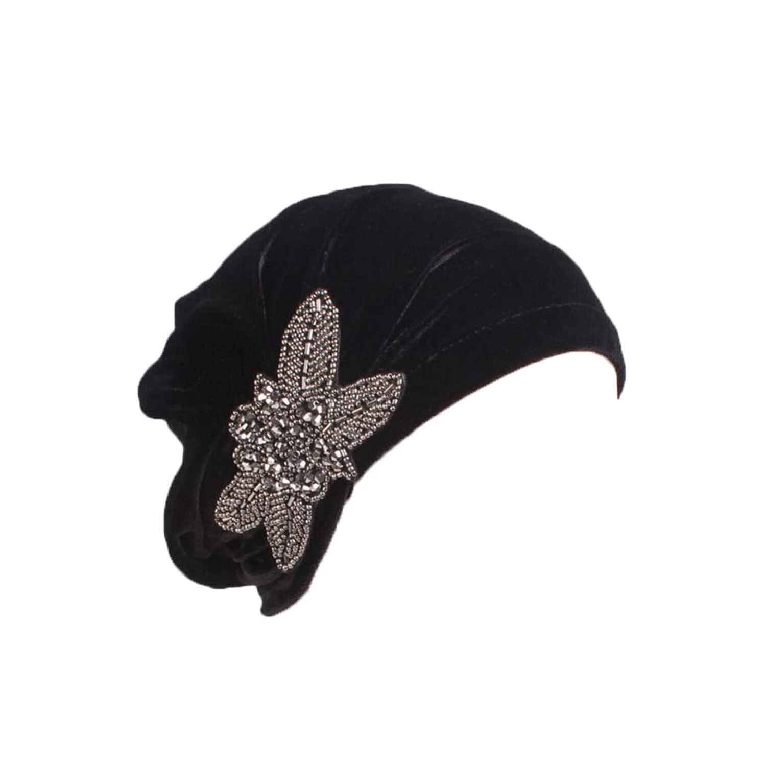 Andy’s Orchids Women Elastic Velvet Turban Hat with Rhinestone, Soft Bonnet C…