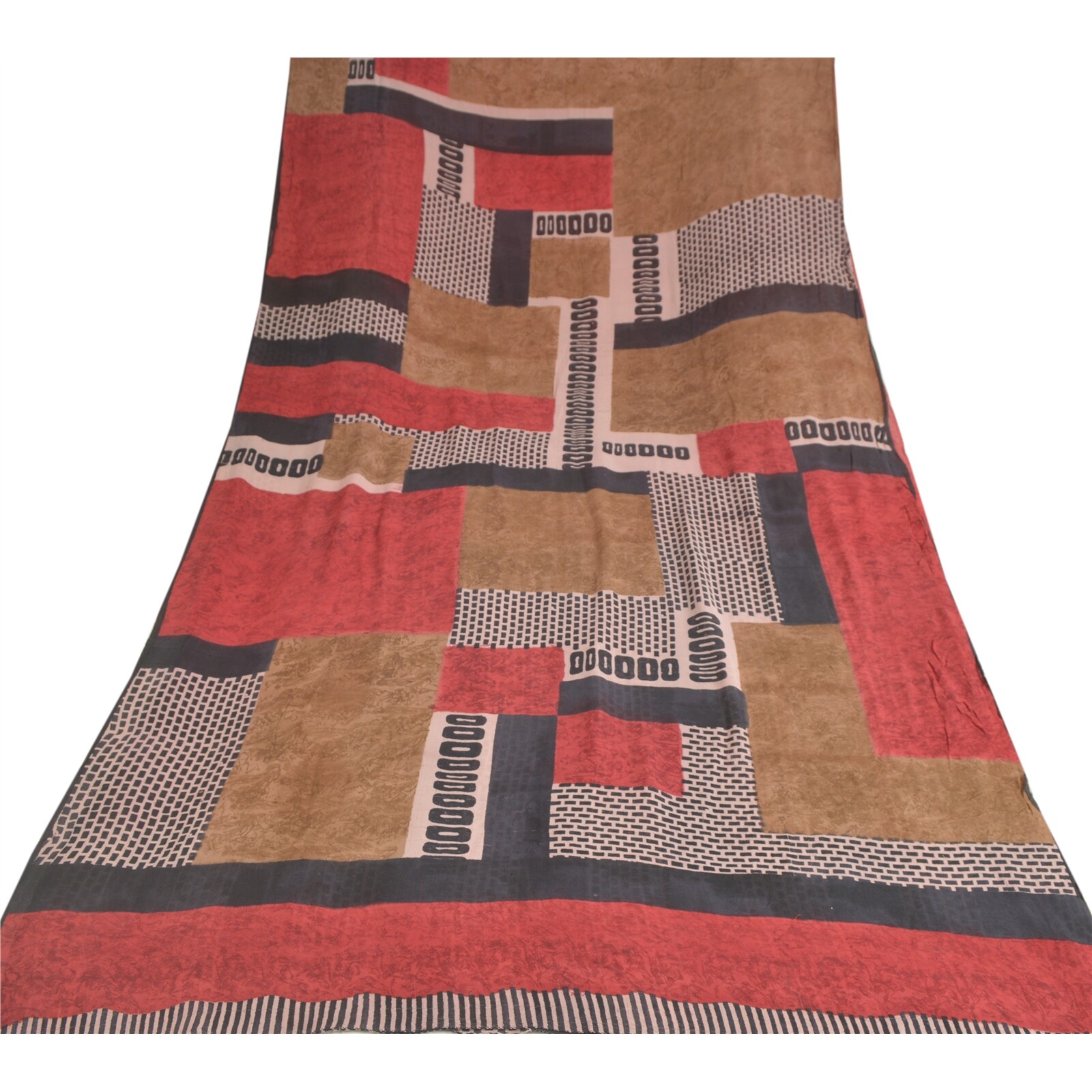 Sanskriti Vintage Indian Sarees Pure Georgette Silk Printed Fabric Craft Sari