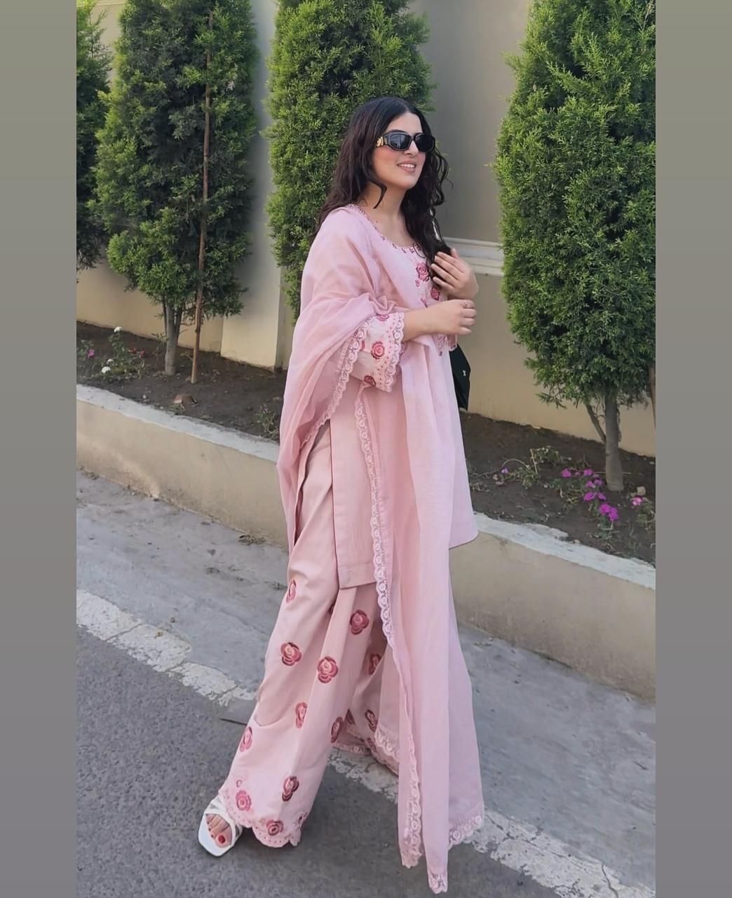 Beautiful Pink Silk Salwar Kameez With Faux Georgette Dupatta For Women