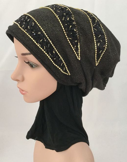 Muslim Women Hijab Double layer Bonnet Cover Hat Islamic Fall Winter Cap