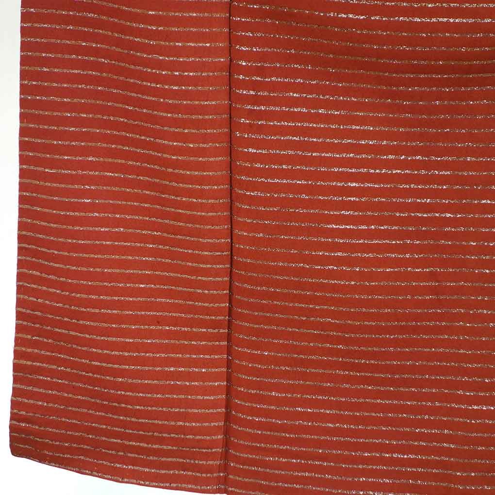 Used Women’s Silk Kimono Brown Striped, Lined (Awase) w/ Flaws