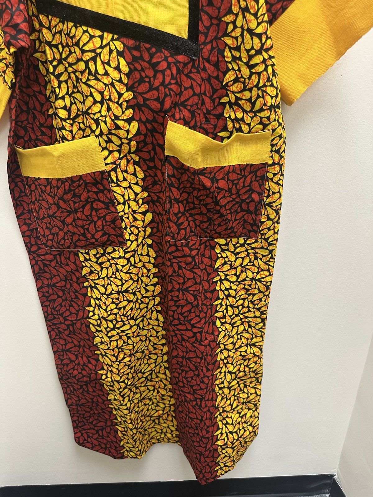 African Nigeria Ankara Kaftan Dress Mixed With Aso Oke. Women Long Dress L- XL