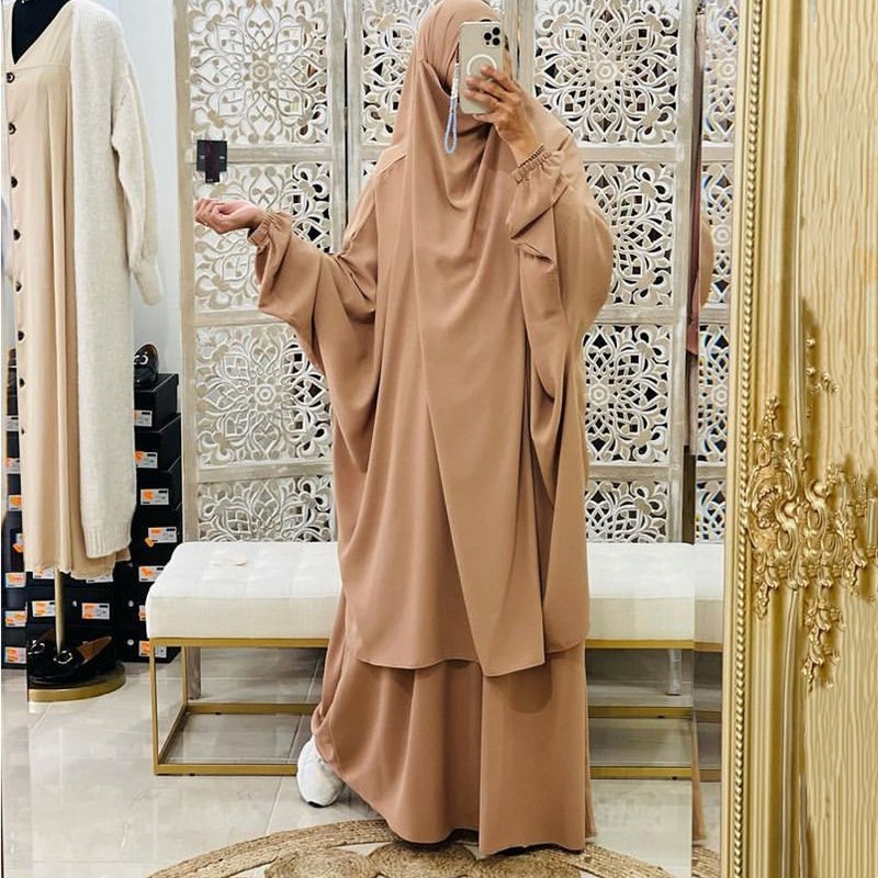 Muslim Women Kaftan Overhead Large Khimar Abaya Burka Ramadan Prayer Plain Set