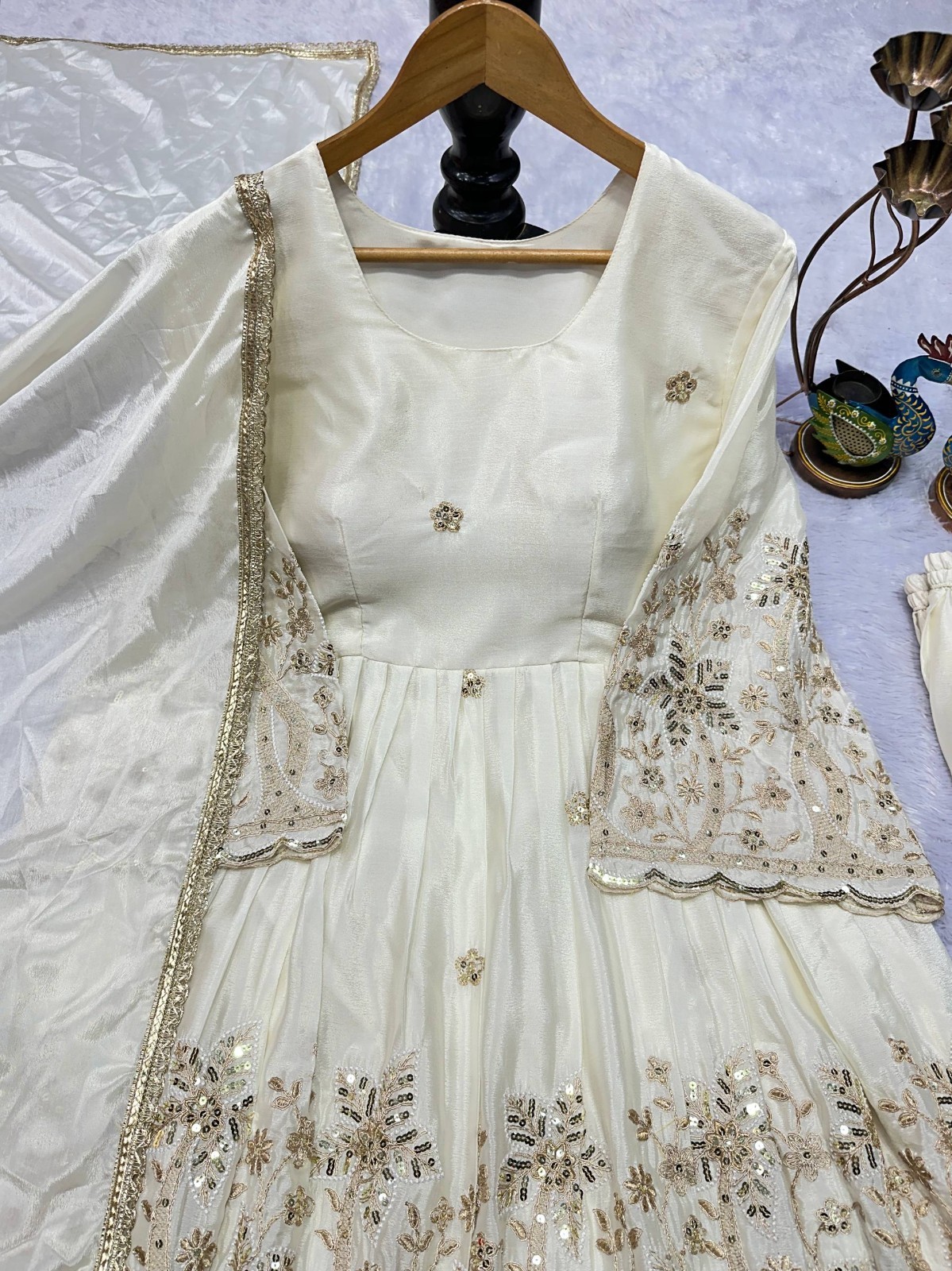 Premium Designer Chinnnon Silk Kurta Palazzo With Dupatta For Wedding Wear