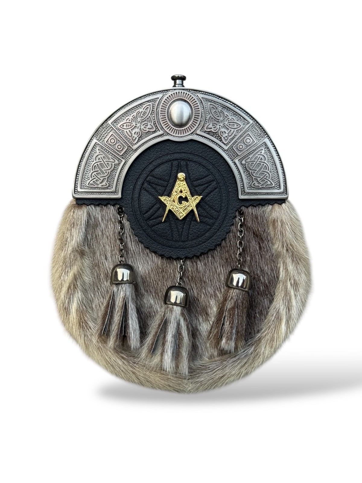 Gold Masonic Badge Kilt Sporran 3 Tassels Antique Sporran With Chain Strap