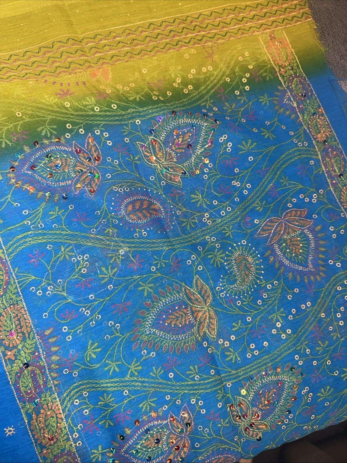 Vintage Indian Sheer Material For Saree 42×84
