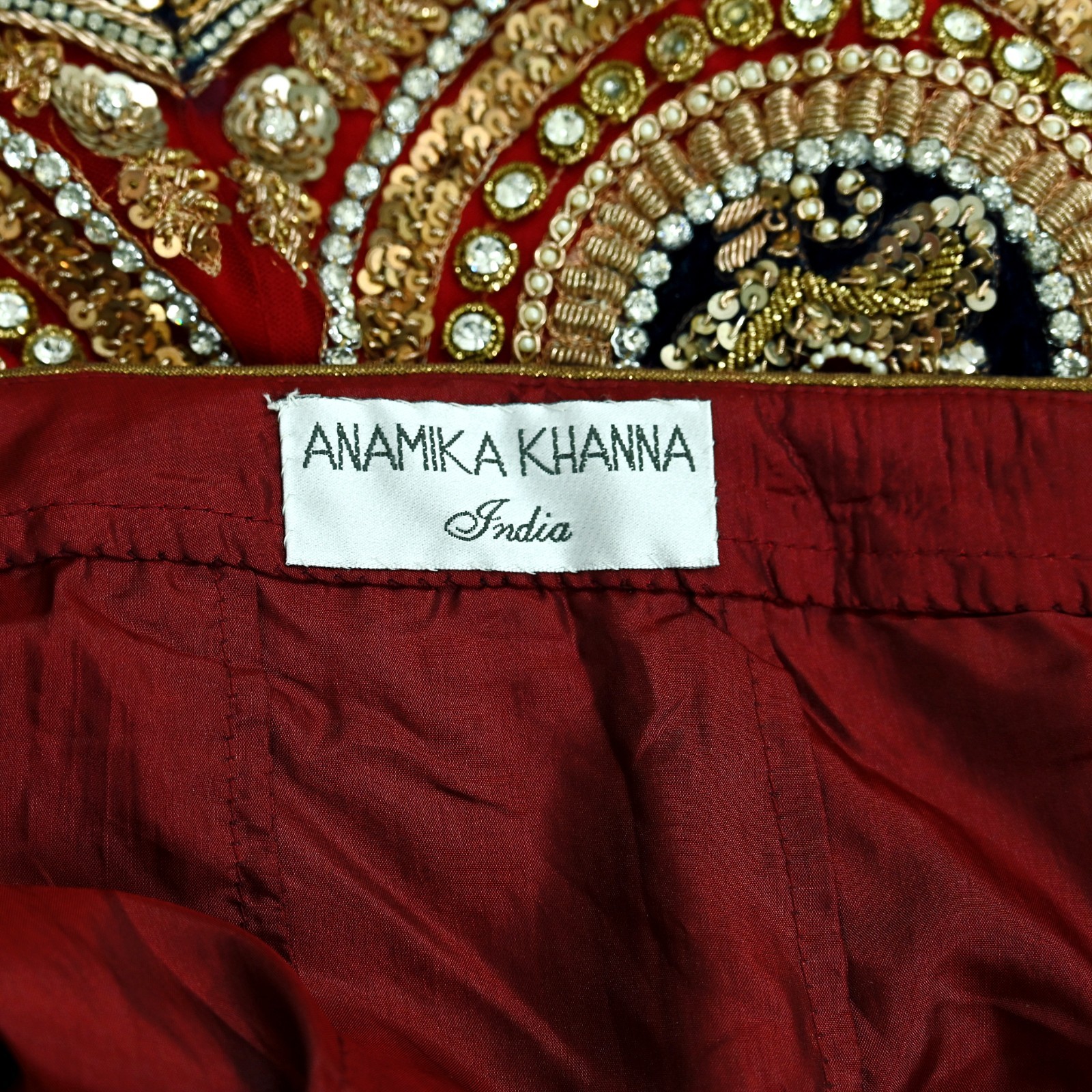 Indian Heavy Wedding Red Net Hand Embroidered Lehenga/Skirt Designer By Anamika