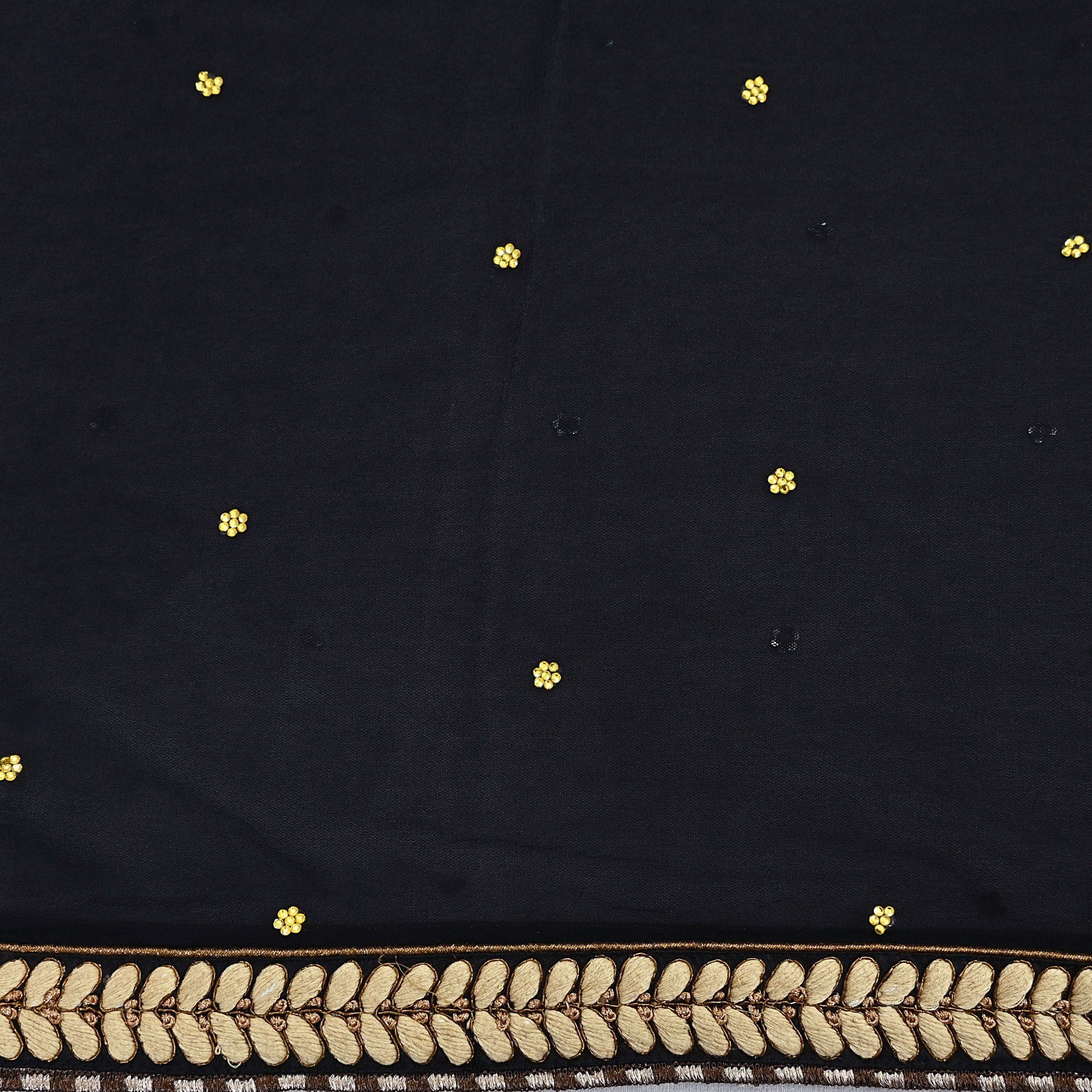 Pre-owned Saree Black Pure Georgette Silk & Net Hand Embroidered Sabyasachi Sari