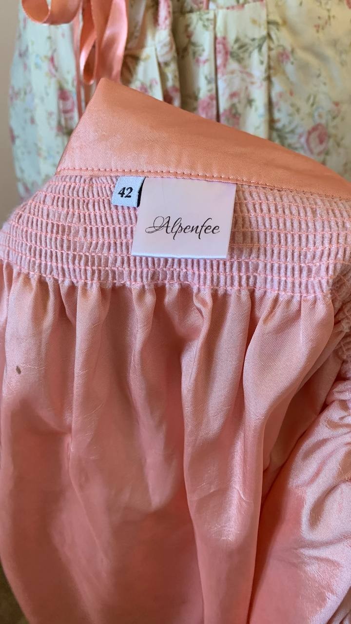 Alpenfee Dirndl Dress Apron Floral Lace Up Trachten Oktoberfest EU 42 Romantic