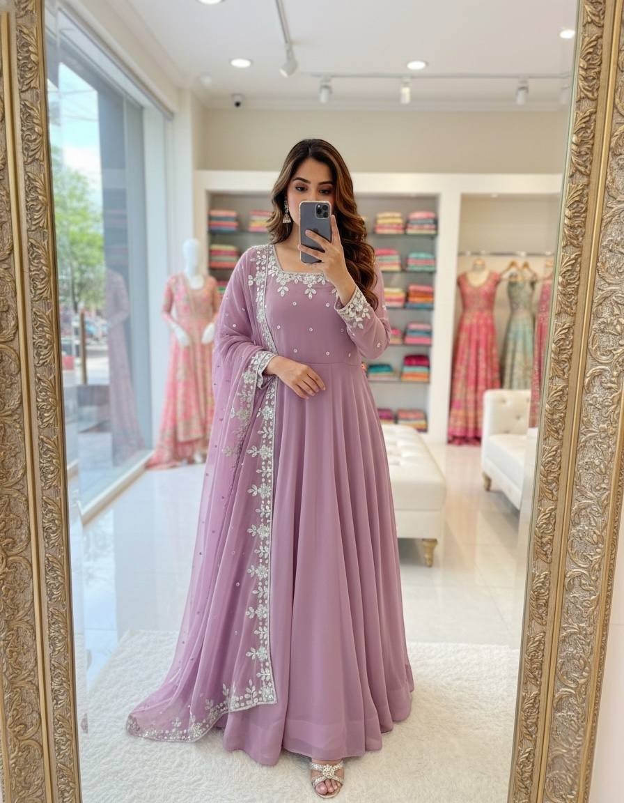 Party Wear Heavy Faux Georgette Salwar Kameez With Dupatta For Women