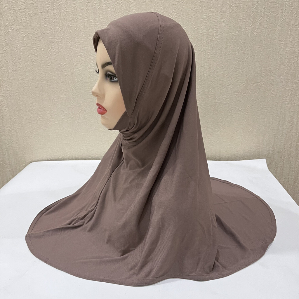 Teenage Girls Dwarf Womens Solid Color Amira Turban Muslim Prayer Hijab Headwear