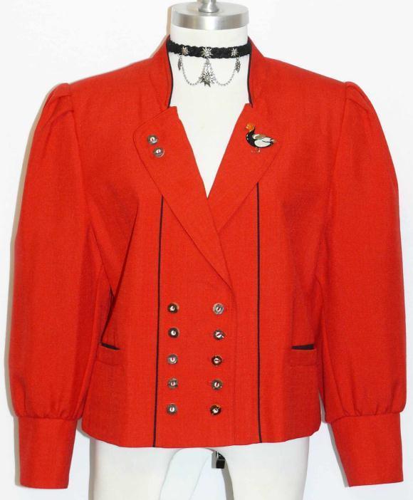 RED WOOL Austria Designer Women Dress Suit JACKET 10 M