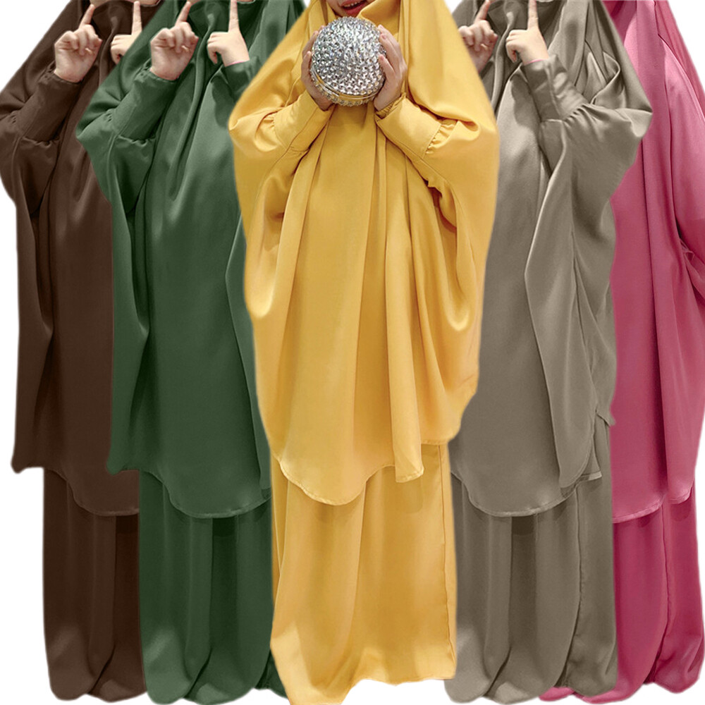 Kids Girls Overhead Caftan Muslim Prayer Hijab Dress Ramadan Burqa Robe Clothing