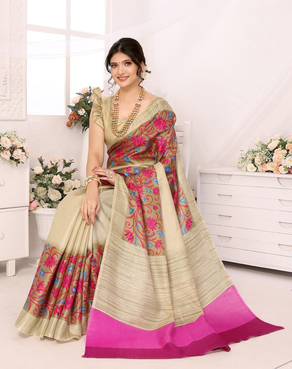 Printed Daily Wear Art Silk Saree (Purple)