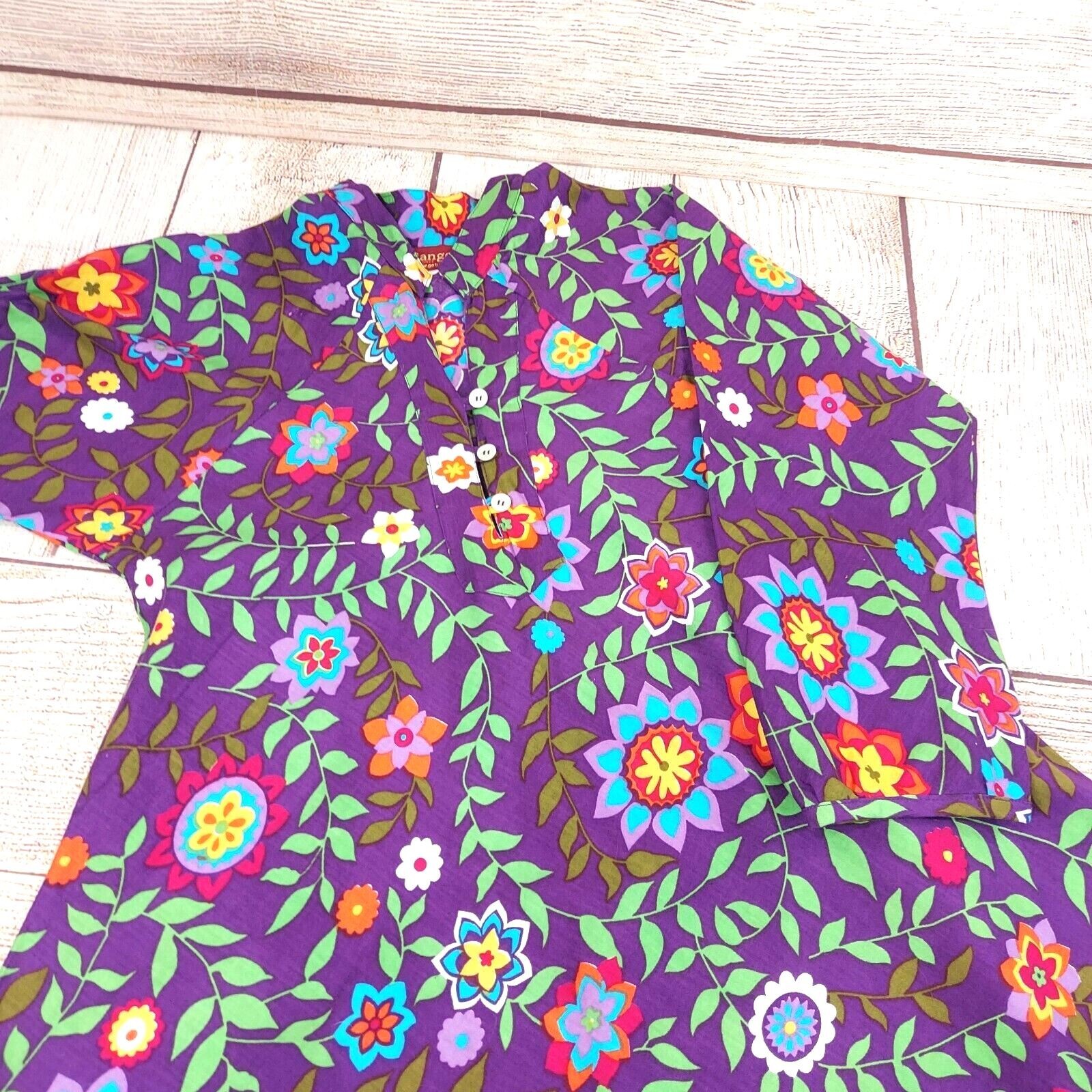 Gangotri Women Ethnic Wear Top Dress Indian Style Tunic Kurta Top Floral Print M