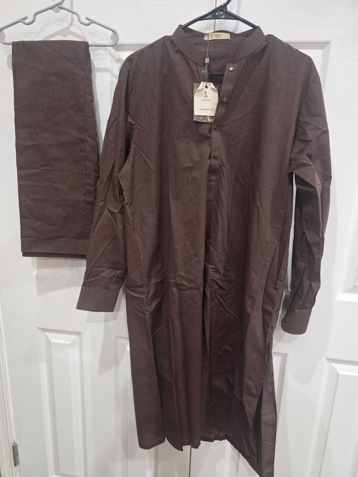 J. Junaid Jamshed Men’s Kameez Shalwar Suit Brown Size S Small Casual