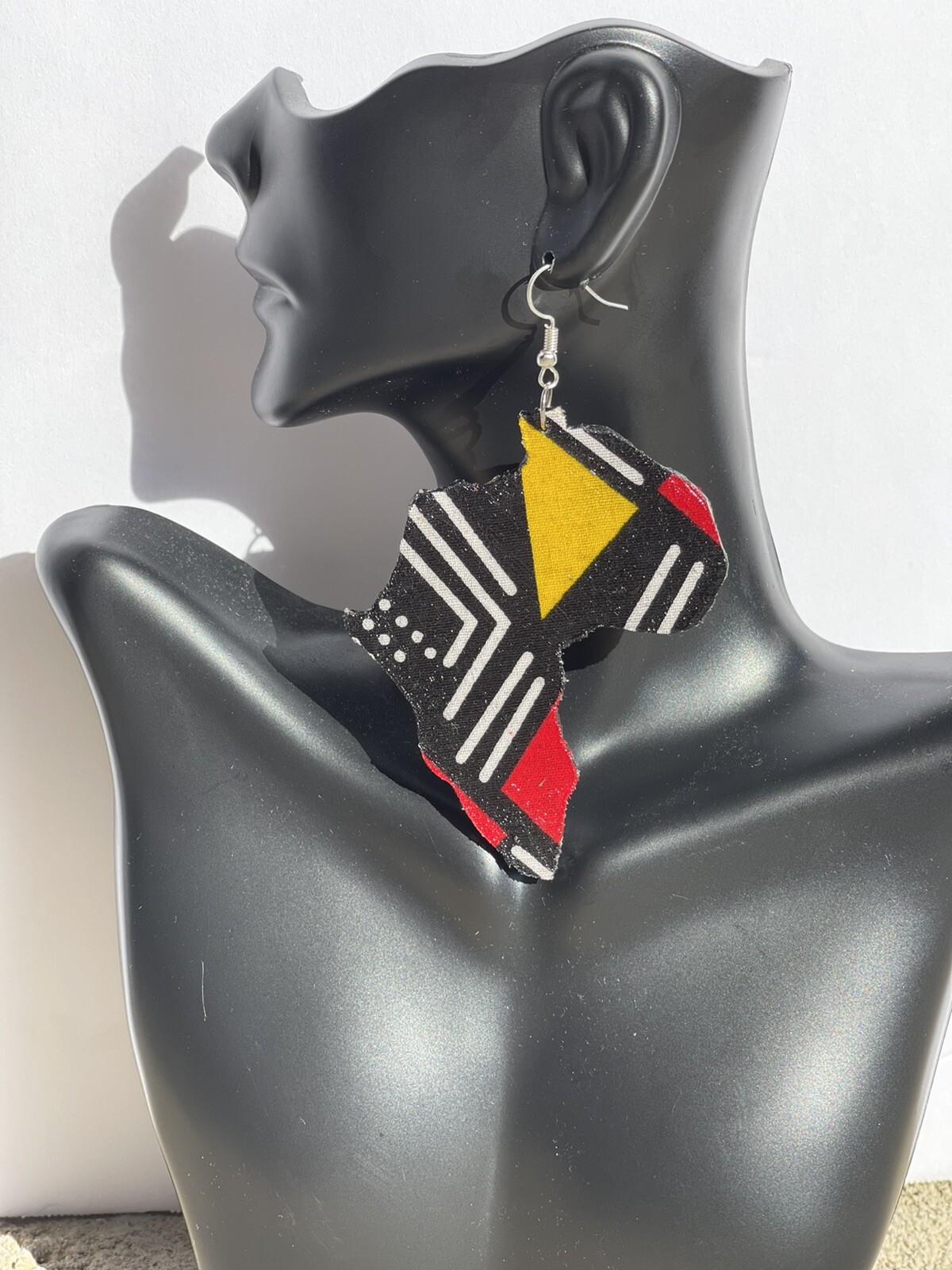 African Print Two Sided Wooden Earring African Queen Black Earrings