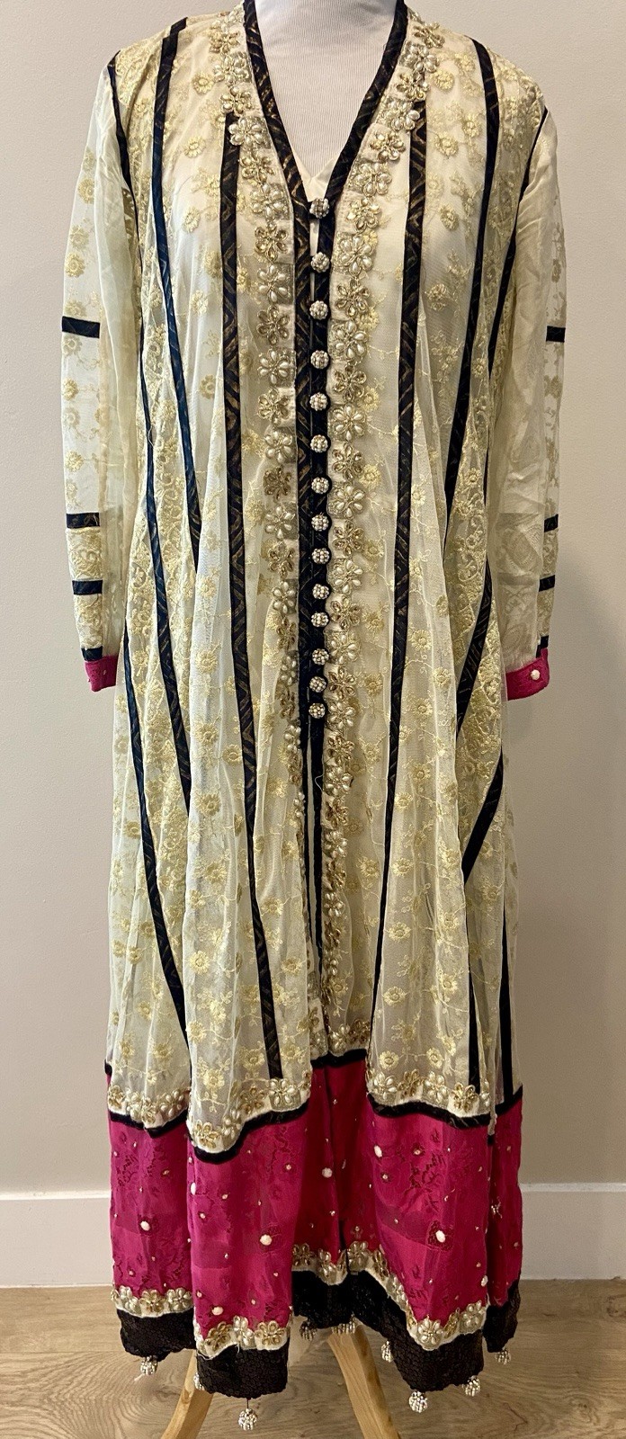 Long Anarkali Style Gown Straight Pants Duppata Set Party Wear