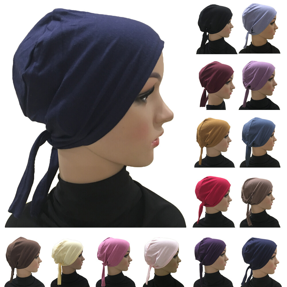Muslim Under Scarf Cotton Inner Cap Hijab Women Headwear Cover Amira Hat Bonnet