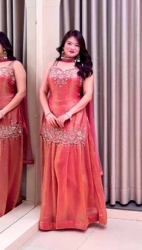 Designer Party Wear Silk Kurta Palazzo With Dupatta For Women & Girls