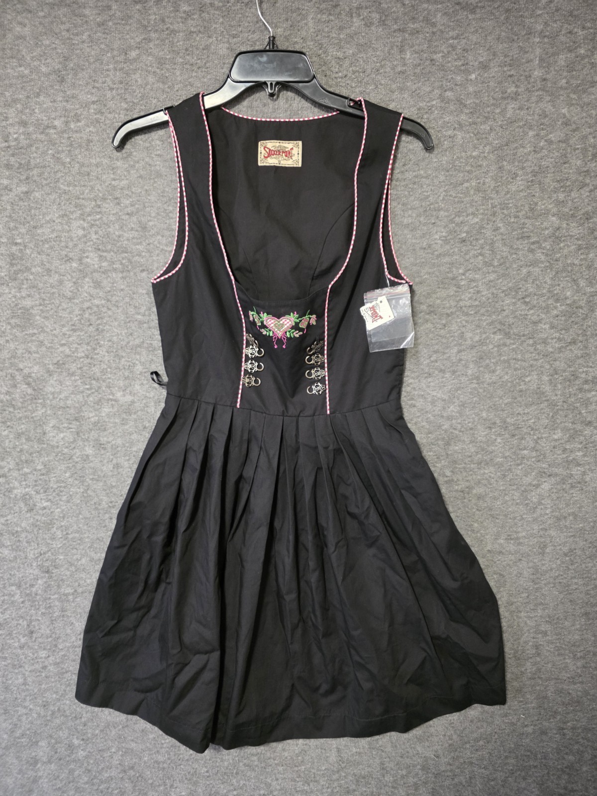 Stockerpoint Dirndl German Dress Sz 36 Oktoberfest Black Pink No Ribbon Milkmaid