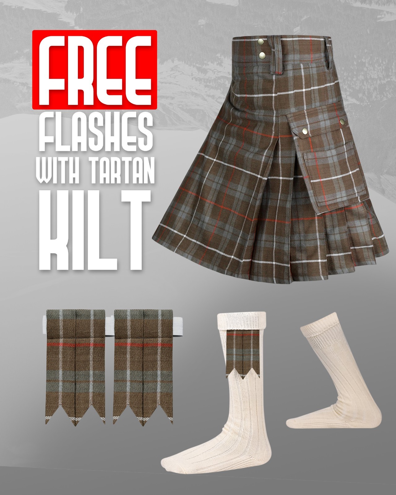 Valor Acrylic Utility Kilt | 16oz Fraser Weathered Tartan KIlt
