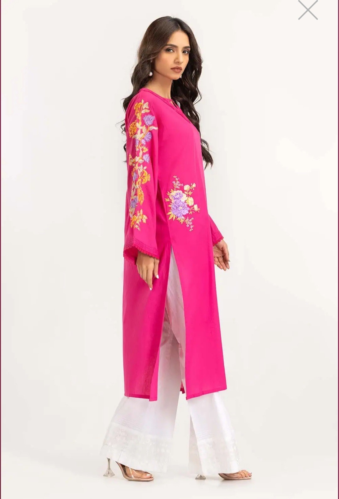 NEW GUL AHMED Size M Embroidered Cambric Shirt Pakistani Designer Indian